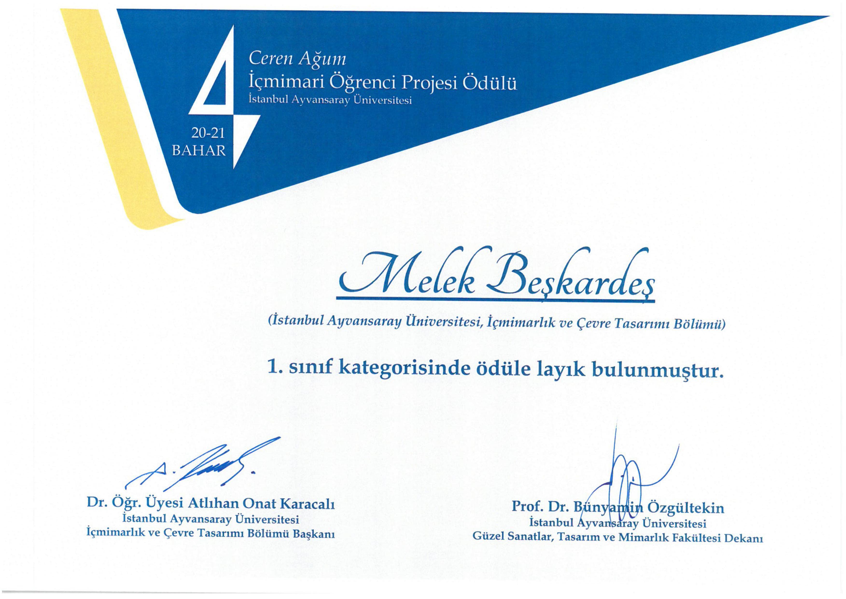 GSTMF Ceren Ağum İçmimari Öğrenci Projesi Ödülü İkinci Sefer Verildi İstanbul Topkapı Üniversitesi