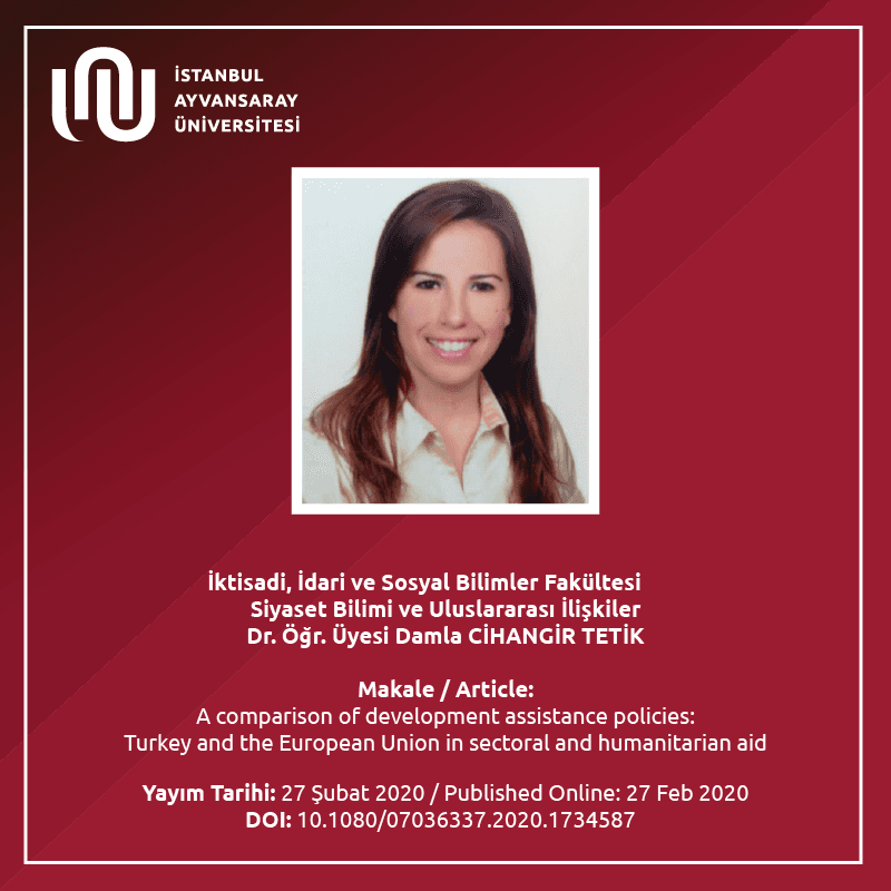 Dr. Öğr. Üyesi Damla Cihangir Tetik'ten Uluslararası Bir Makale Daha Yayınlandı! İstanbul Topkapı Üniversitesi