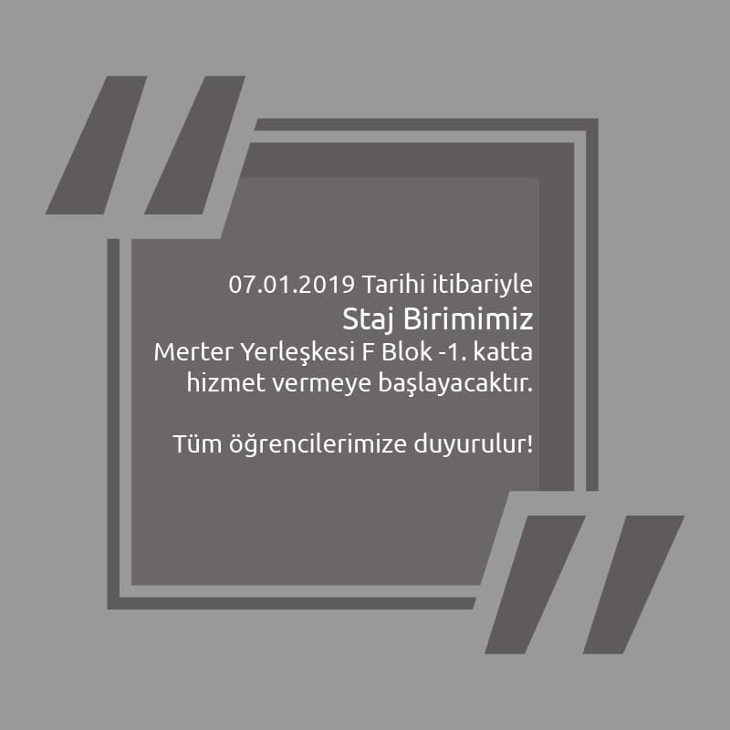 Staj Birimi Hk. İstanbul Topkapı Üniversitesi
