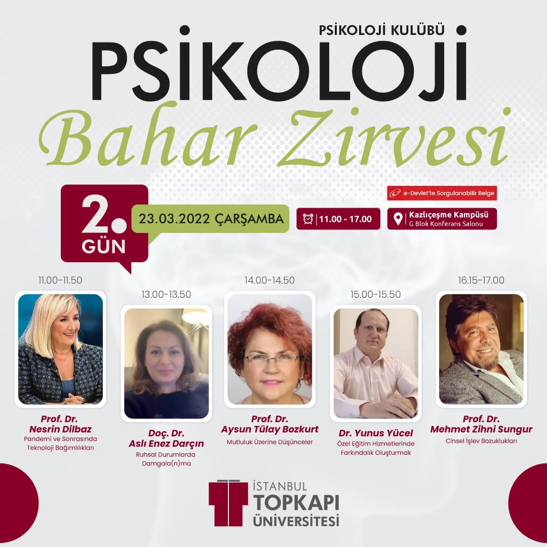 Psikoloji Bahar Zirvesi II. Gün İstanbul Topkapı Üniversitesi