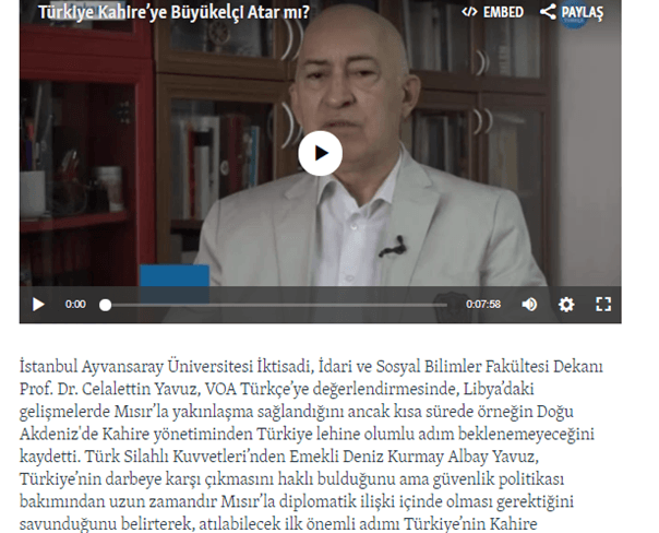 Prof.Dr. Celalettin Yavuz'un Voice of America'ya Röportajı İstanbul Topkapı Üniversitesi