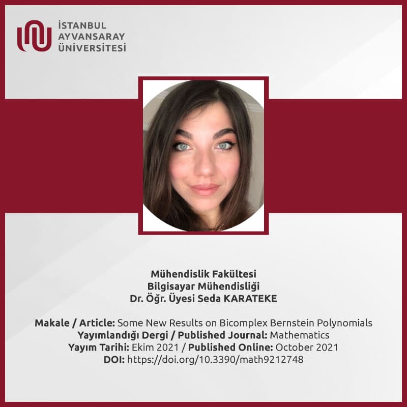 Dr. Öğr. Üyesi Seda KARATEKE'nin SCIE (Web of Science) indeksli Q1 kategorisindeki Mathematics dergisinde makalesi yayınlandı. İstanbul Topkapı Üniversitesi