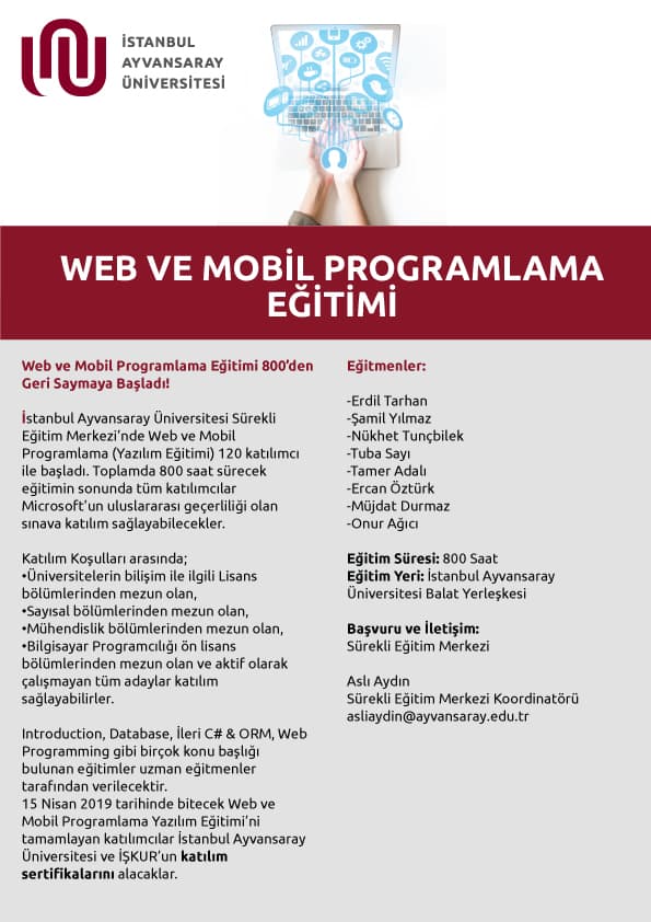 Web ve Mobil Programlama Eğitimi İstanbul Topkapı Üniversitesi