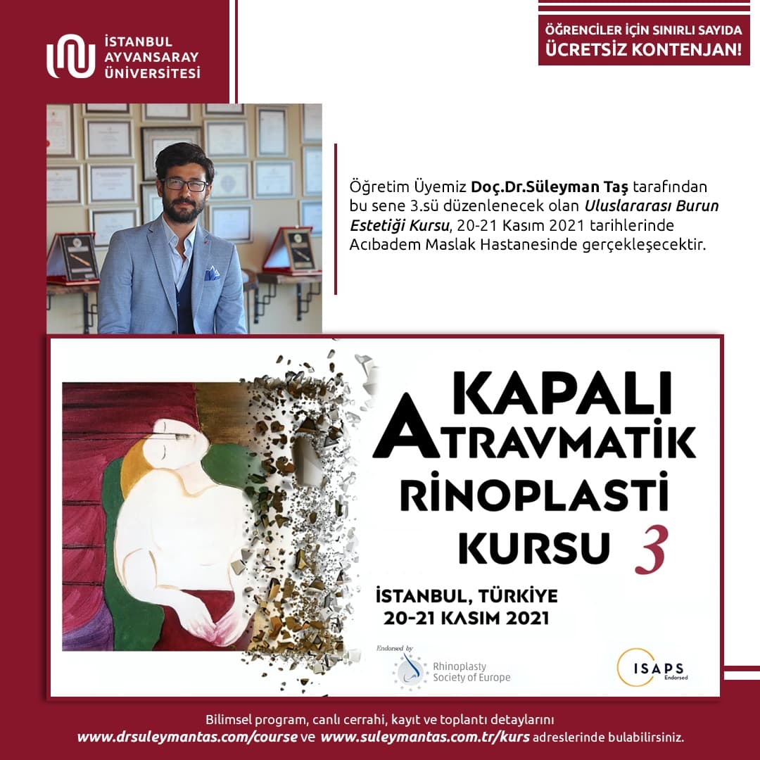 Uluslararası Burun Estetiği Kursu İstanbul Topkapı Üniversitesi
